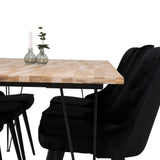 Stůl Bali - 200*90cm - Teak /Černá - Velvet Deluxe Jídelní židle - Černé nohy / Black Velvet 6