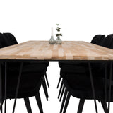 Stůl Bali - 200*90cm - Teak /Černá - Velvet Deluxe Jídelní židle - Černé nohy / Black Velvet 6