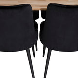 Stůl Bali - 200*90cm - Teak /Černá - Velvet Deluxe Jídelní židle - Černé nohy / Black Velvet 6