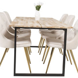 Cirebon Matbord - Svart / Naturträ - 200*90*H75+Velvet Deluxe Jídelní židle - Bru