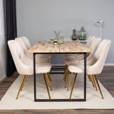 Cirebon Matbord - Svart / Naturträ - 200*90*H75+Velvet Deluxe Jídelní židle - Bru