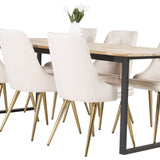 Cirebon Matbord - Svart / Naturträ - 200*90*H75+Velvet Deluxe Jídelní židle - Bru