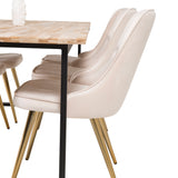 Cirebon Matbord - Svart / Naturträ - 200*90*H75+Velvet Deluxe Jídelní židle - Bru
