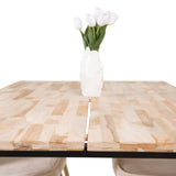 Cirebon Matbord - Svart / Naturträ - 200*90*H75+Velvet Deluxe Jídelní židle - Bru