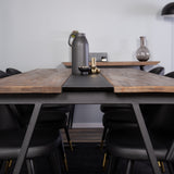 Jakarta Matbord - Svart / mörk Teak - 200*90*H75+Jídelní židle Velvet mosaz š. ulice