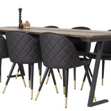 Jakarta Matbord - Svart / mörk Teak - 200*90*H75+Jídelní židle Velvet mosaz š. ulice