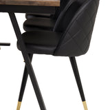Jakarta Matbord - Svart / mörk Teak - 200*90*H75+Jídelní židle Velvet mosaz š. ulice