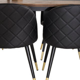 Jakarta Matbord - Svart / mörk Teak - 200*90*H75+Jídelní židle Velvet mosaz š. ulice
