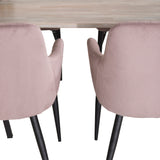 Jepara Matbord - Grå - 250*100*H76 +Komfortní jídelní židle - Černé nohy / Dusty Pink Manšestr _6