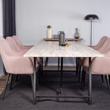 Jepara Matbord - Grå - 250*100*H76 +Komfortní jídelní židle - Černé nohy / Dusty Pink Manšestr _6