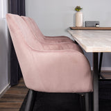 Jepara Matbord - Grå - 250*100*H76 +Komfortní jídelní židle - Černé nohy / Dusty Pink Manšestr _6