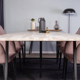 Jepara Matbord - Grå - 250*100*H76 +Komfortní jídelní židle - Černé nohy / Dusty Pink Manšestr _6