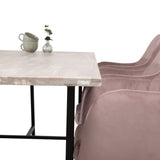 Jepara Matbord - Grå - 250*100*H76 +Komfortní jídelní židle - Černé nohy / Dusty Pink Manšestr _6