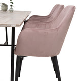 Jepara Matbord - Grå - 250*100*H76 +Komfortní jídelní židle - Černé nohy / Dusty Pink Manšestr _6