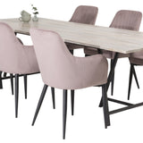 Jepara Matbord - Grå - 250*100*H76 +Komfortní jídelní židle - Černé nohy / Dusty Pink Manšestr _6