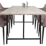 Jepara Matbord - Grå - 250*100*H76 +Komfortní jídelní židle - Černé nohy / Dusty Pink Manšestr _6