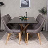 Piazza Matbord - Ek-look / svart - 180*90*75 +Leone - Jídelní židle - Dub/tmavě šedá _6