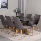 Piazza Matbord - Ek-look / svart - 180*90*75 +Leone - Jídelní židle - Dub/tmavě šedá _6