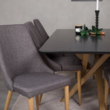 Piazza Matbord - Ek-look / svart - 180*90*75 +Leone - Jídelní židle - Dub/tmavě šedá _6