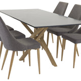 Piazza Matbord - Ek-look / svart - 180*90*75 +Leone - Jídelní židle - Dub/tmavě šedá _6