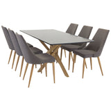 Piazza Matbord - Ek-look / svart - 180*90*75 +Leone - Jídelní židle - Dub/tmavě šedá _6