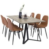 Marina Jídelní stůl - Šedé dřevo / černá (1) + Jídelní židle Polar - Cognac / Blac