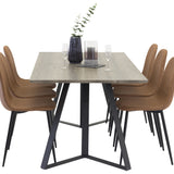 Marina Jídelní stůl - Šedé dřevo / černá (1) + Jídelní židle Polar - Cognac / Blac