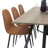 Marina Jídelní stůl - Šedé dřevo / černá (1) + Jídelní židle Polar - Cognac / Blac