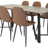 Marina Jídelní stůl - Šedé dřevo / černá (1) + Jídelní židle Polar - Cognac / Blac