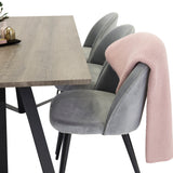 Marina Jídelní stůl - šedé dřevo / černá (1) + sametová židle - šedá (6)