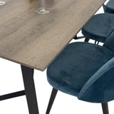 Marina Jídelní stůl - Šedé dřevo / černá (1) + Sametová židle - Modrá (6)