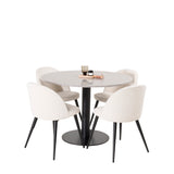 Jídelní stůl Razzia 106 cm - Šedá Terazzo / BlackVelvet Jídelní židle - Černá L