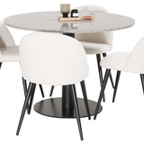 Jídelní stůl Razzia 106 cm - Šedá Terazzo / BlackVelvet Jídelní židle - Černá L