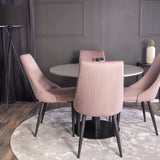 Jídelní stůl Razzia 106 cm - Šedá Terazzo / Černá + jídelní židle Leone - Černé nohy / Dusty PinkCorduroy _4