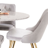 Jídelní stůl Razzia 106cm - Šedá Terazzo / BlackVelvet Deluxe jídelní židle - Br