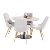 Jídelní stůl Razzia 106cm - Šedá Terazzo / BlackVelvet Deluxe jídelní židle - Br