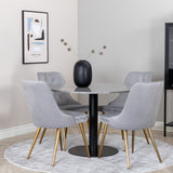 Jídelní stůl Razzia 106cm - Šedá Terazzo / BlackVelvet Deluxe jídelní židle - Br