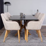 Piazza Matbord - Ek-look / svart - 180*90*75 +Comfort - Jídelní židle - Dub/Světle šedá _6