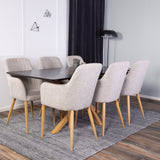Piazza Matbord - Ek-look / svart - 180*90*75 +Comfort - Jídelní židle - Dub/Světle šedá _6