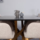 Piazza Matbord - Ek-look / svart - 180*90*75 +Comfort - Jídelní židle - Dub/Světle šedá _6