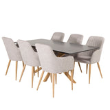 Piazza Matbord - Ek-look / svart - 180*90*75 +Comfort - Jídelní židle - Dub/Světle šedá _6