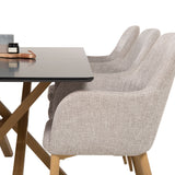 Piazza Matbord - Ek-look / svart - 180*90*75 +Comfort - Jídelní židle - Dub/Světle šedá _6