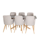 Piazza Matbord - Ek-look / svart - 180*90*75 +Comfort - Jídelní židle - Dub/Světle šedá _6