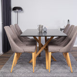 Piazza Matbord - Ek-look / svart - 180*90*75 +Leone - Jídelní židle - Dub/tmavě šedá _6