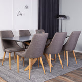 Piazza Matbord - Ek-look / svart - 180*90*75 +Leone - Jídelní židle - Dub/tmavě šedá _6