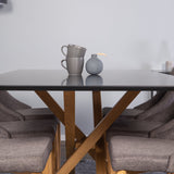 Piazza Matbord - Ek-look / svart - 180*90*75 +Leone - Jídelní židle - Dub/tmavě šedá _6