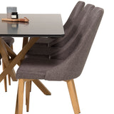 Piazza Matbord - Ek-look / svart - 180*90*75 +Leone - Jídelní židle - Dub/tmavě šedá _6