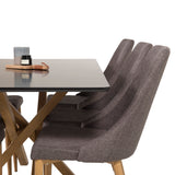 Piazza Matbord - Ek-look / svart - 180*90*75 +Leone - Jídelní židle - Dub/tmavě šedá _6