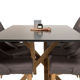 Piazza Matbord - Ek-look / svart - 180*90*75 +Leone - Jídelní židle - Dub/tmavě šedá _6