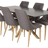 Piazza Matbord - Ek-look / svart - 180*90*75 +Leone - Jídelní židle - Dub/tmavě šedá _6